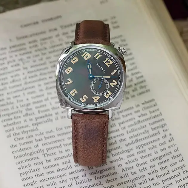 Baltany Men Automatic Watch Pilot 38mm Square Mechaical Wristwatch 50M Waterproof MOP Dial Sapphire Mirror ST1701 ST1700 Mov.