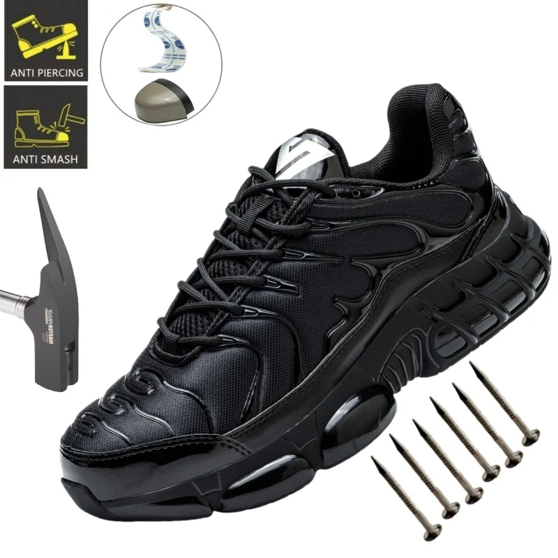 

Lightweight Air Cushion Men Work Safety Shoes Anti-puncture Working Sneakers Male Indestructible Men Shoes Safety Boots