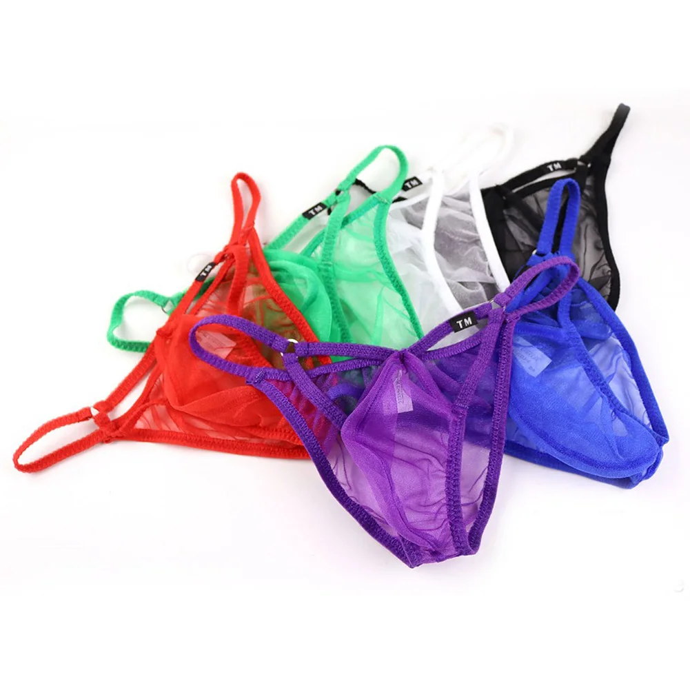 Bikini Briefs T-Back Daily Holiday Breathable Bulge Pouch Casual G-string Low Rise Men Sexy Solid Color Underwear