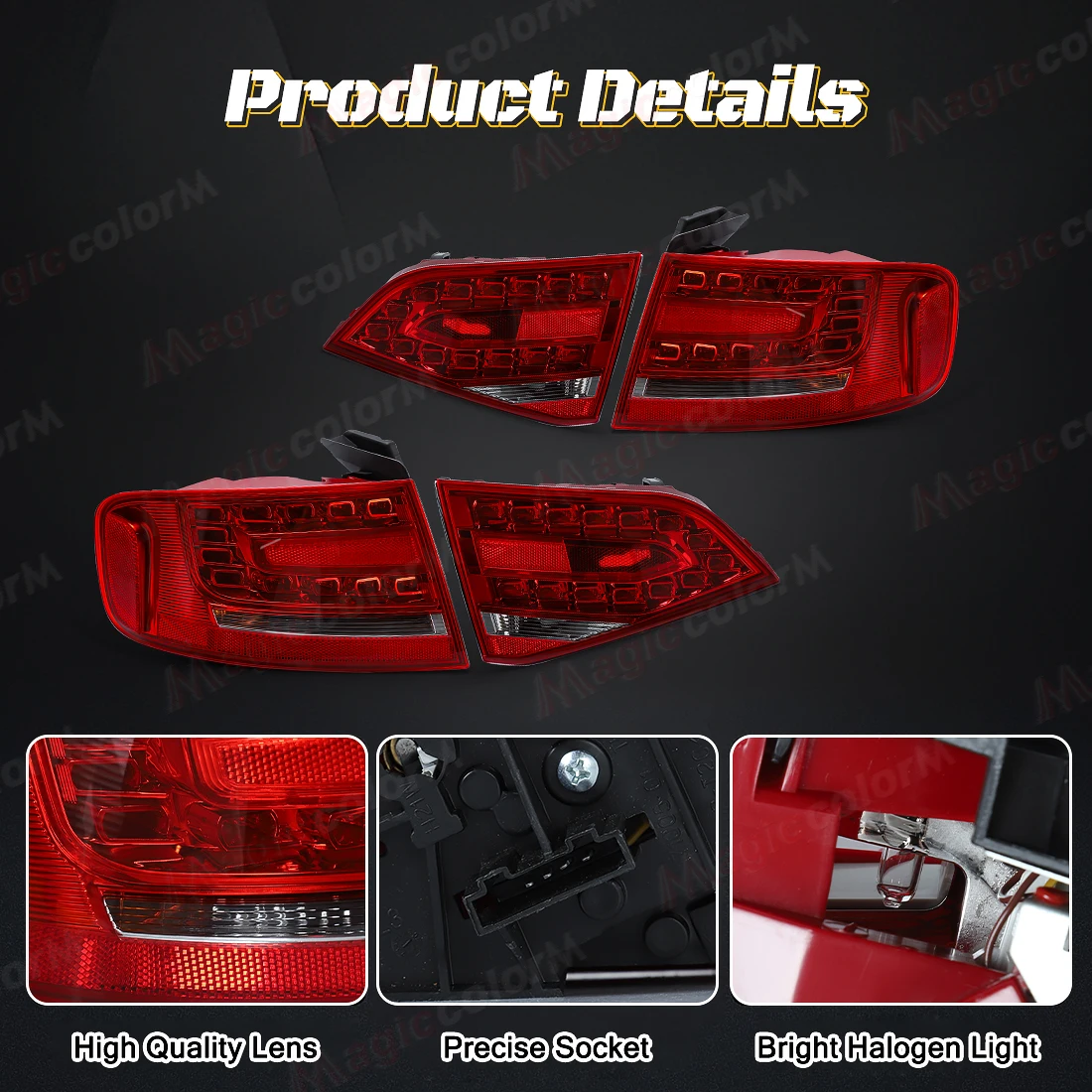 لأودي A4 B8 2009 2010 2011 2012 الخلفية الذيل ضوء الخلفية بدوره مصباح إشارة LED الفرامل تحذير ضوء سيارة الذيل ضوء الجمعية 12 فولت