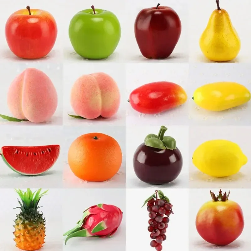 Frutas y Verduras Artificiales para Decoración del Hogar, Naranja, Durazno, Manzana, Pera, Uva, Limón, Durazno Falsos, Adornos, Accesorios para Fotografía de Alimentos