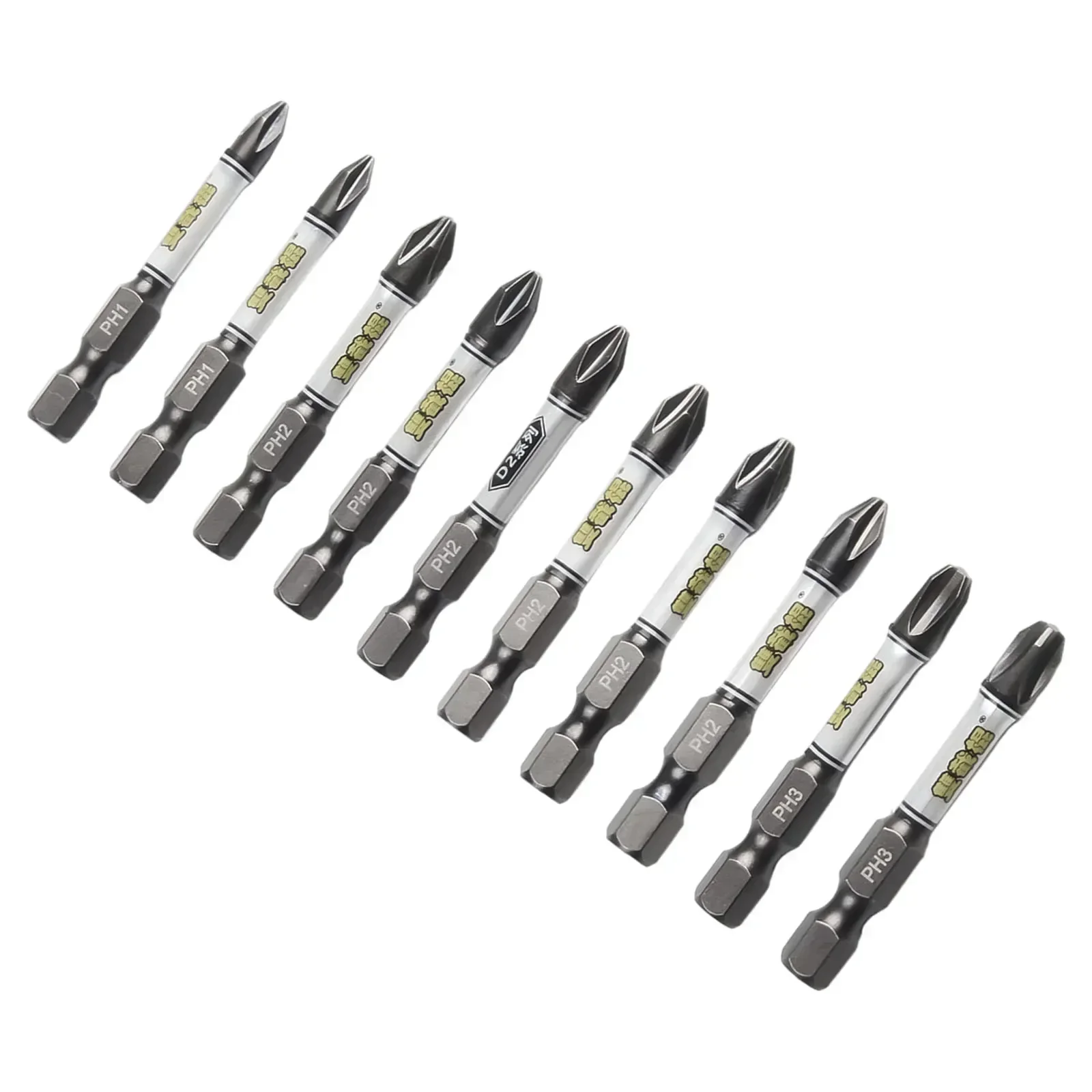 Bit Set Screwdriver 1/4inch 50mm Long Assortment Hand Tools Heavy Duty Hexagonal Torx Metal The Cross White Grey