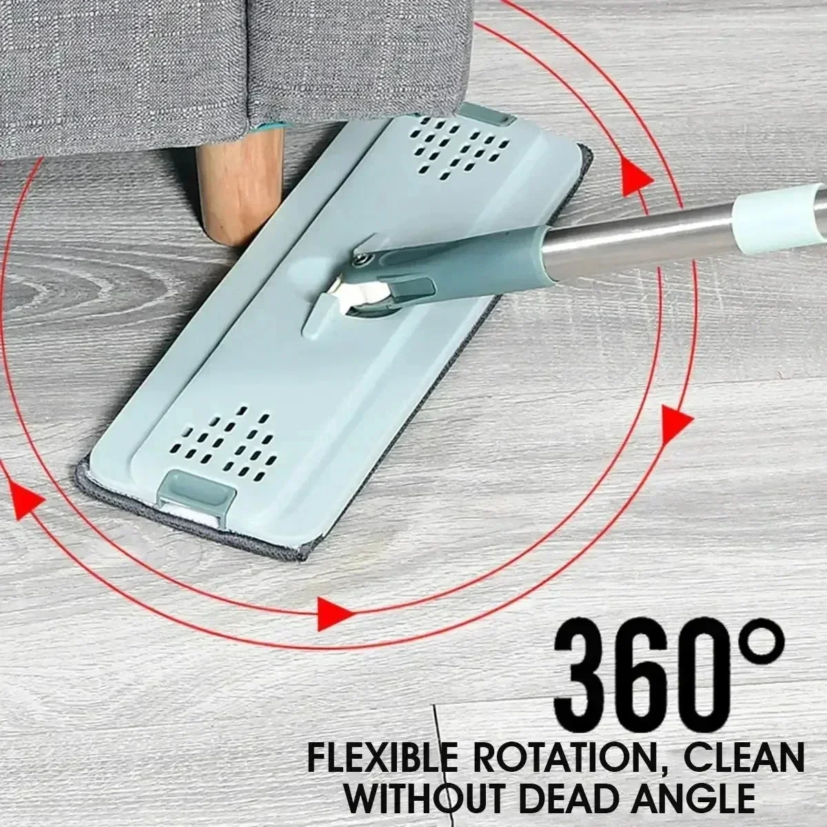 Lazy hand wash free mop rotating flat mop set for both dry and wet use with bucket household wiping mop