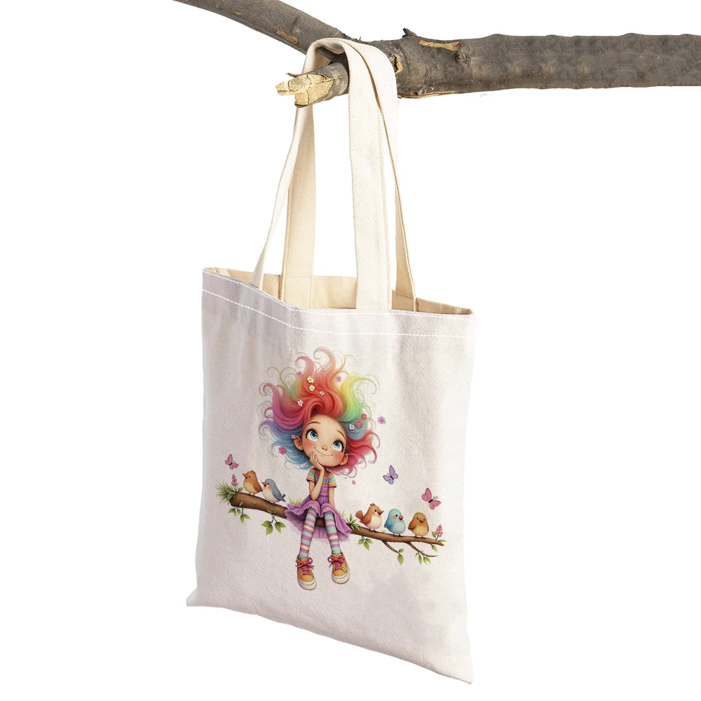 

Casual Trees Branches Birds Girl Shopping Bag Cartoon Plant Women Shopper Bags Double Print ChildGift Lady Tote Shoulder Handbag
