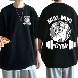 Camiseta con estampado de Demon Slayer de Anime japonés Uzui Tengen, divertidas camisetas de gimnasio con ratones Ninja Muki Muki, camisetas de gran tamaño con ratón musculoso