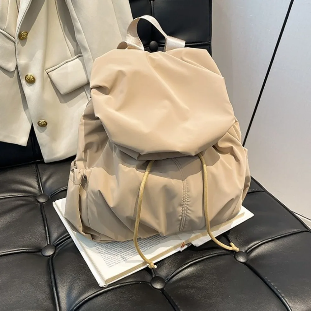 حقيبة ظهر برباط بلون سادة، حقيبة ظهر من النايلون مطوي متعددة الوظائف على الطراز الكوري، حقيبة كتف رياضية للسفر