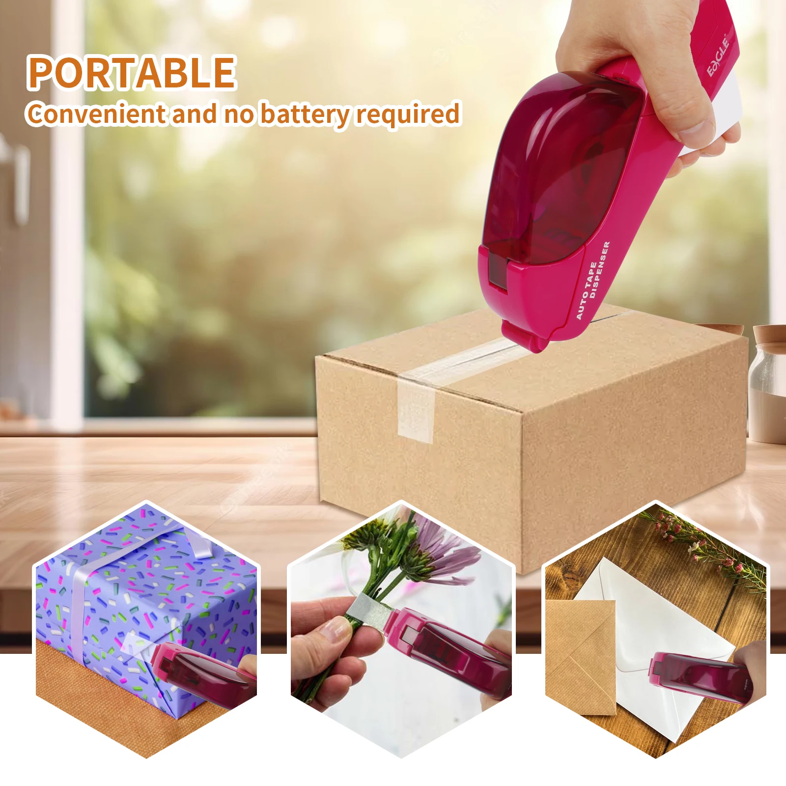 Eagle Automatic Tape Dispenser, No Battery Required, With 2 Rolls Free Tape，Suitable for Handwork,Family Gift Packaging