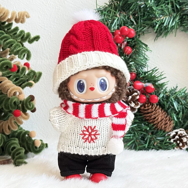 

Clothes For 15/17cm LABUBU 1st-3rd Gen Christmas Holiday Replaceable Party Set Snowflake Hat Snowman Christmas Tree Sweater