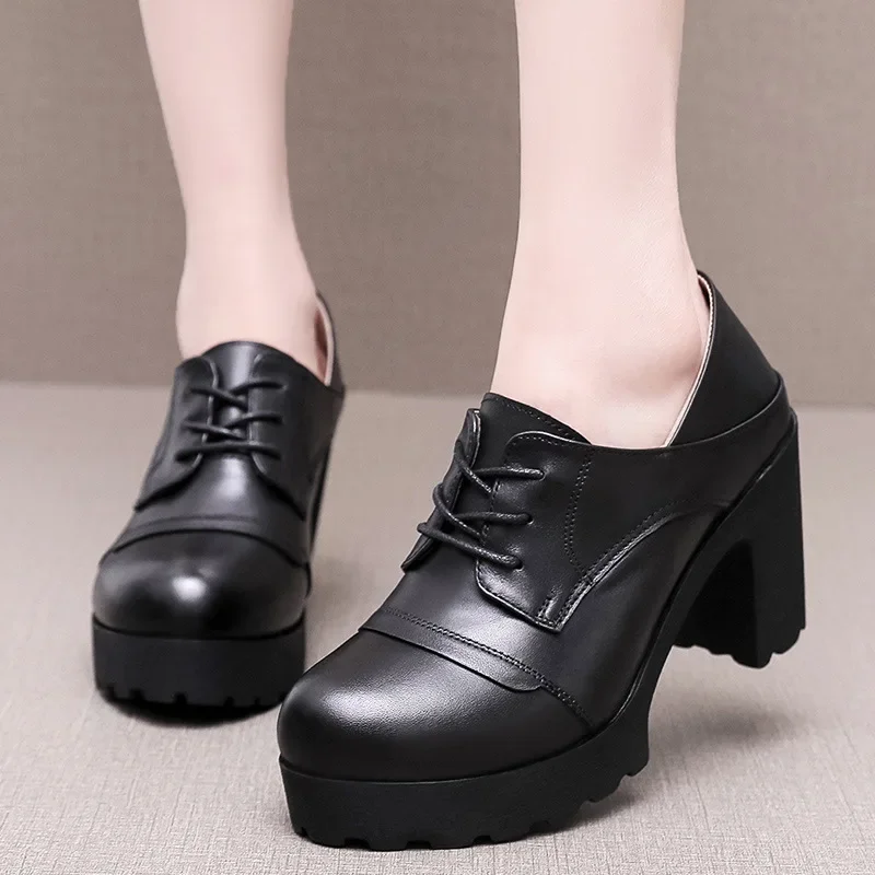 

Women Heels Shoes Woman Wedding Shoes Women's Genuine Leather Mary Jane Ladies Shoes Platform Heels Luxury Pumps Designer Heels