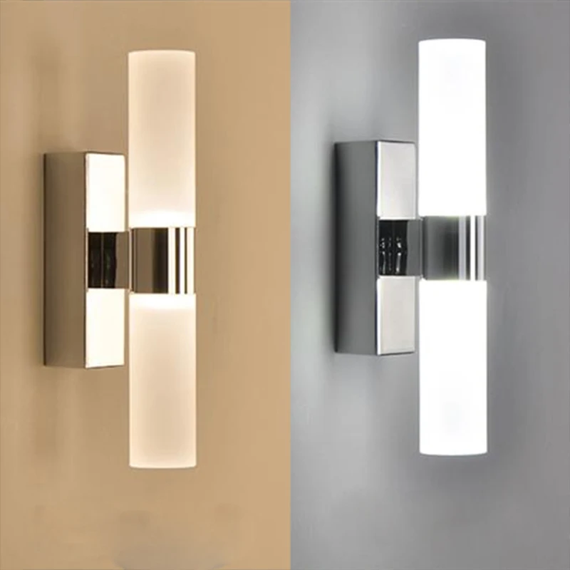 Bathroom Stainless steel LED mirror light Hotel Bedroom Acrylic Wall lamps Home Decor Corridor living room wall sconce