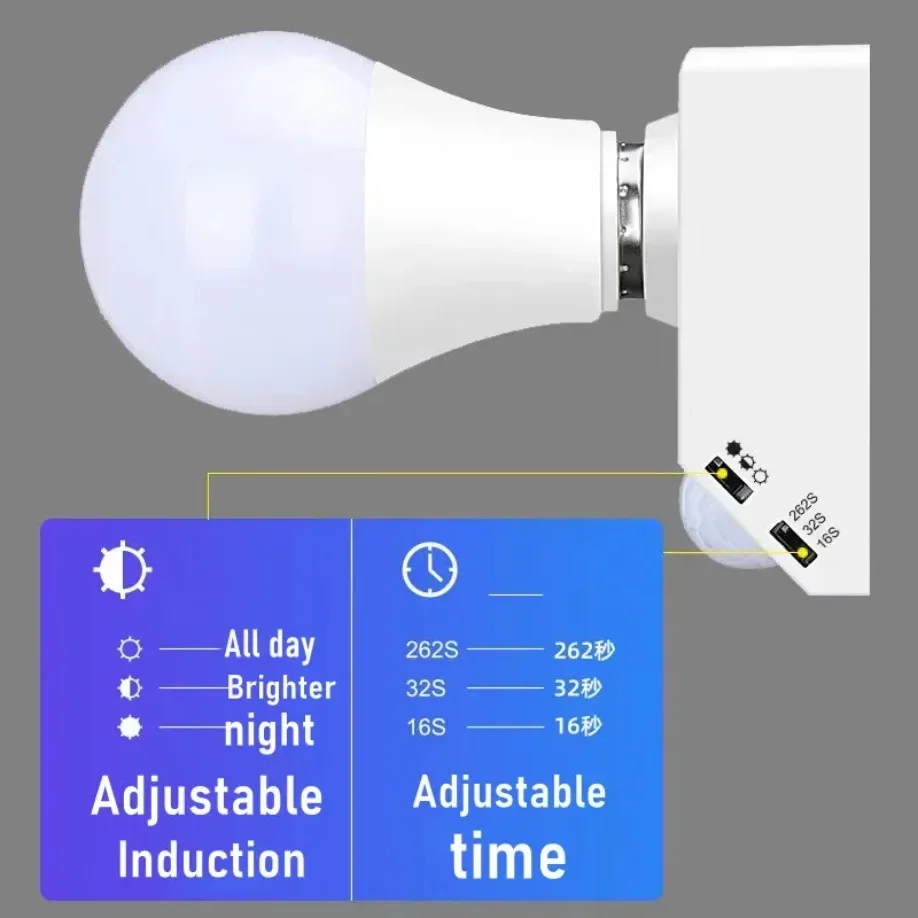 Smart 110V-240V 60W PIR Induction Infrared Motion Sensor E27 LED lamp Base Holder With light Control Switch Bulb Socket Adapter
