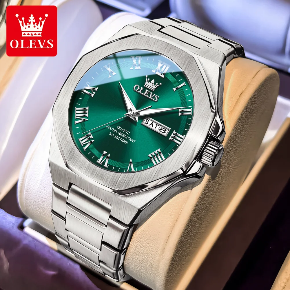 OLEVS 3727 Men Watch Fashion Casual Quartz Watch Roman Scale Steel Strip Classic Brand Waterproof Luminous Date Luxury Men Watch
