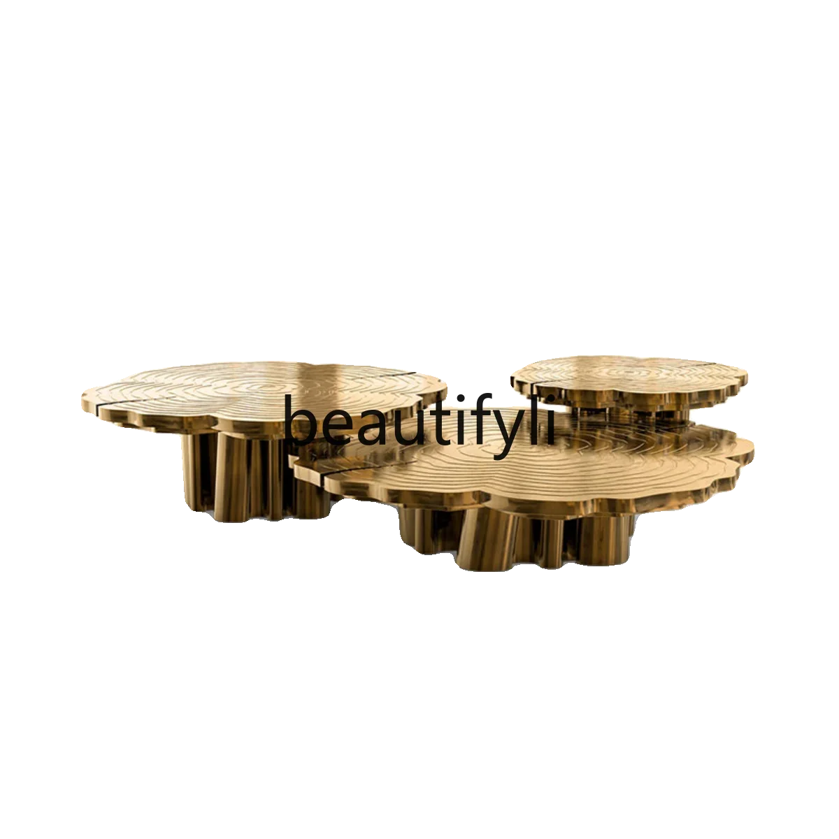 

Modern simple stainless steel special-shaped irregular high-end artistic feeling living room tree root coffee table combination