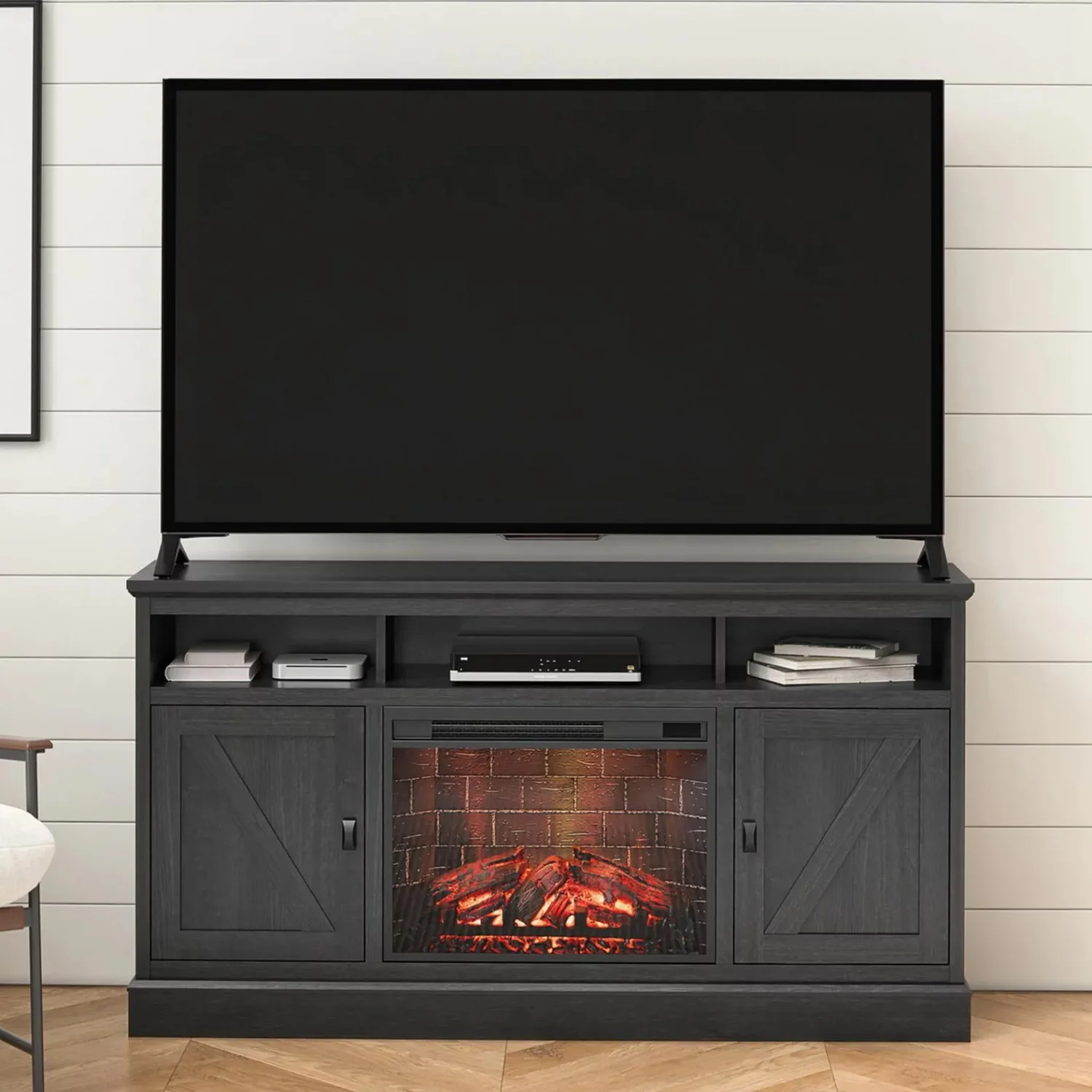 

Electric Fireplace TV Cabinet for TVs Up To 65 Inches Black Oak