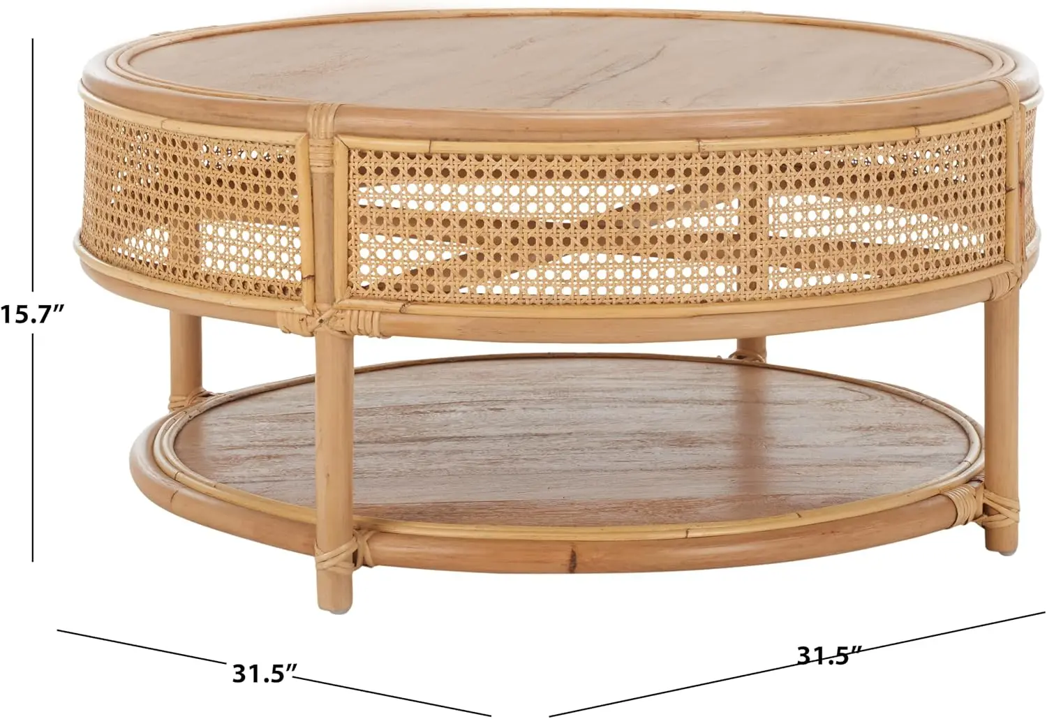Mid Century Modern Solid Wood Coffee Table Natural Brown Fully Assembled Center Storage Table Low Profile Living Room Accent Furniture