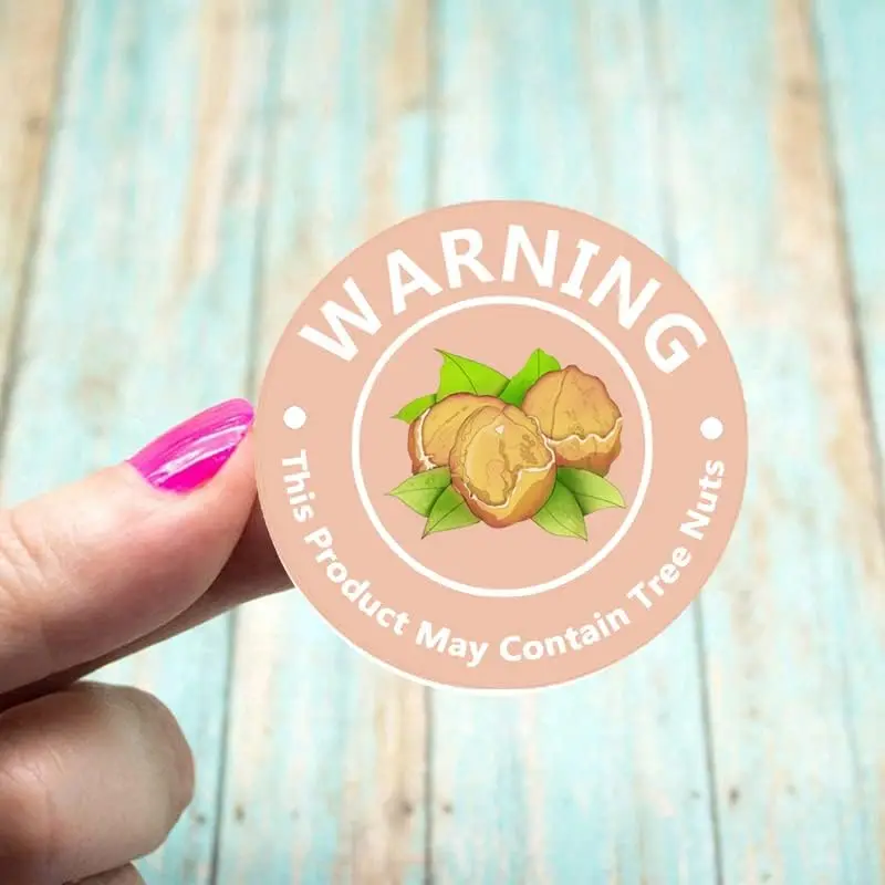 1.5 Inch Contains Nuts Labels,Tree Nuts Allergen Labels,Allergy Warning Stickers,Food Advisory Labels for Food Packing,Retail