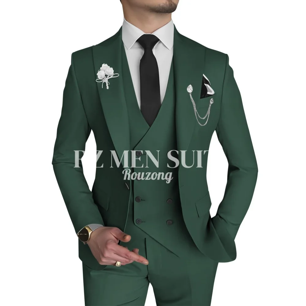 

Мужской костюм-тройка приталенного кроя, двубортный, для свадьбы, выпускного вечера, ужина, торжественного мероприятия, элегантный мужской костюм