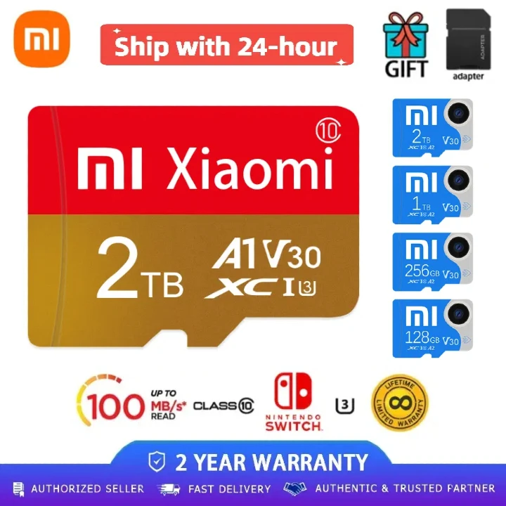 Cartão de Memória Xiaomi-Class 10 para Telefone, Mini Cartão SD, Classe 10, U3, Alta Velocidade, Real Capacity TF, Smart HC A2, 2TB, 1TB, 256GB, 512GB