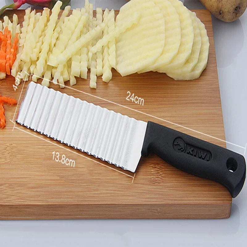 New Stainless Steel Potato Chip Slicer Dough Vegetable Fruit Crinkle Wavy Slicer Knife Potato Cutter Chopper French Fry Maker To