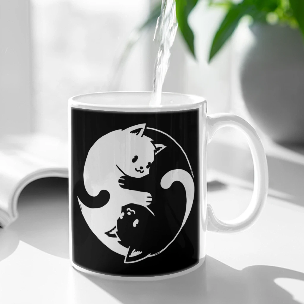 

Yin Yang Cat Ceramic Cup Coffee Oatmeal Breakfast Cup Creative Personality Mug