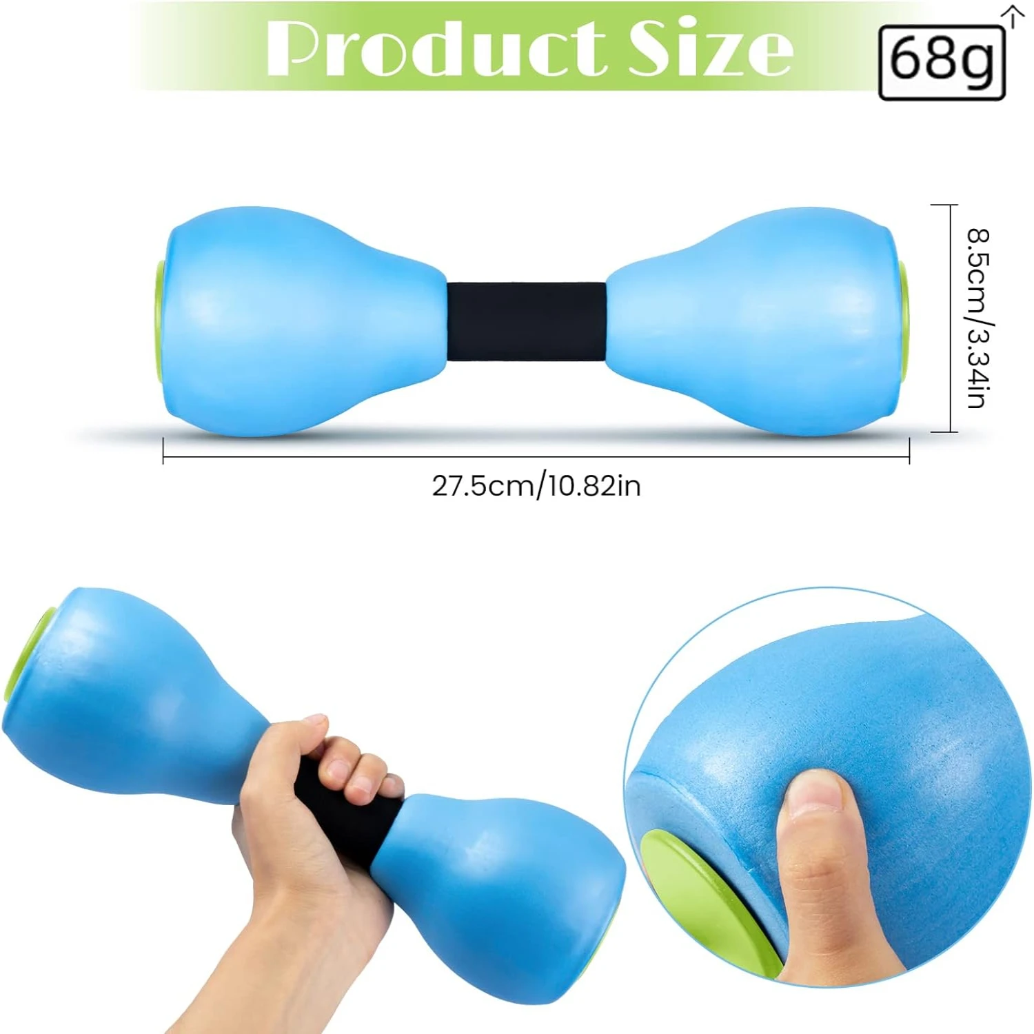 

Water Aerobic Foam Dumbbells Set for Pool Fitness - 2 Pieces of Aquatic Resistance Sports EVA Foam Dumbbells. Improve Your Water