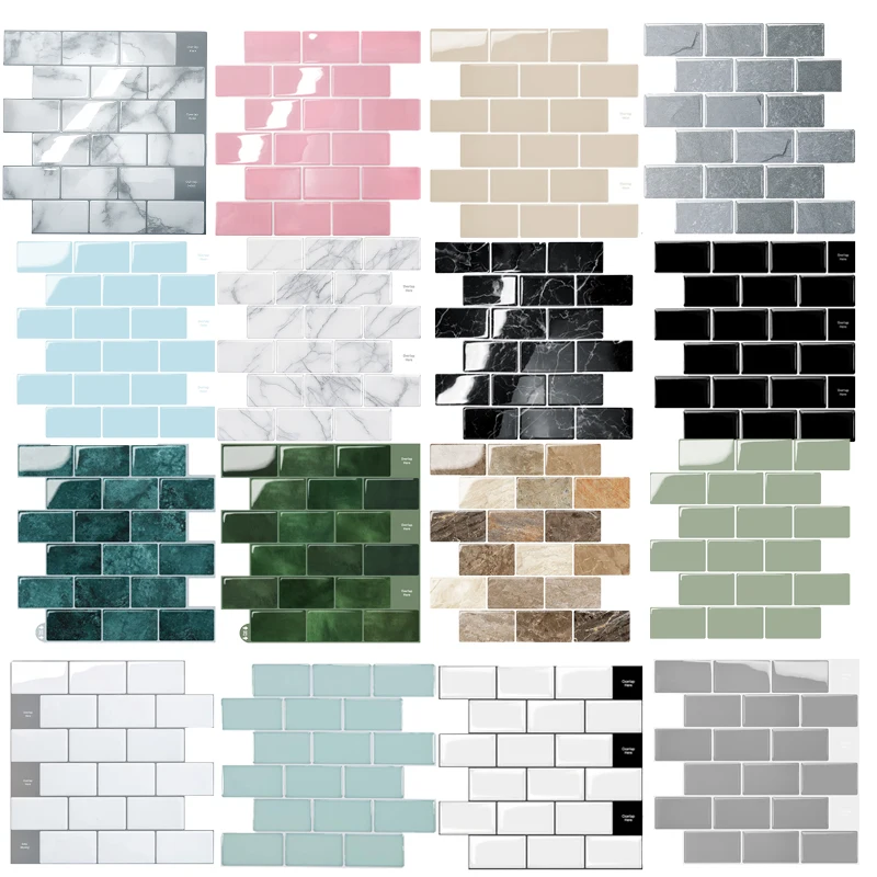 5/10pcs 3D Self-Adhesive Subway Wallpaper Wall Tiles Stickers Peel and Stick  For Kitchen Bathroom Decoration Backsplash Decals
