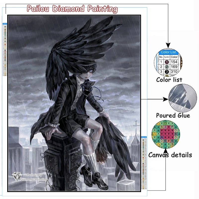 Black Butler 5D DIY Diamond Painting Sebastian Japanese Anime Figure Mosaic Embroidery Rhinestone Hobbies Gift Decor Bedroom