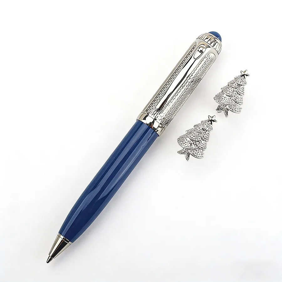 Festive Christmas Tree Cufflinks & Blue Pen Combo Elegant Office Gift Set for Holiday