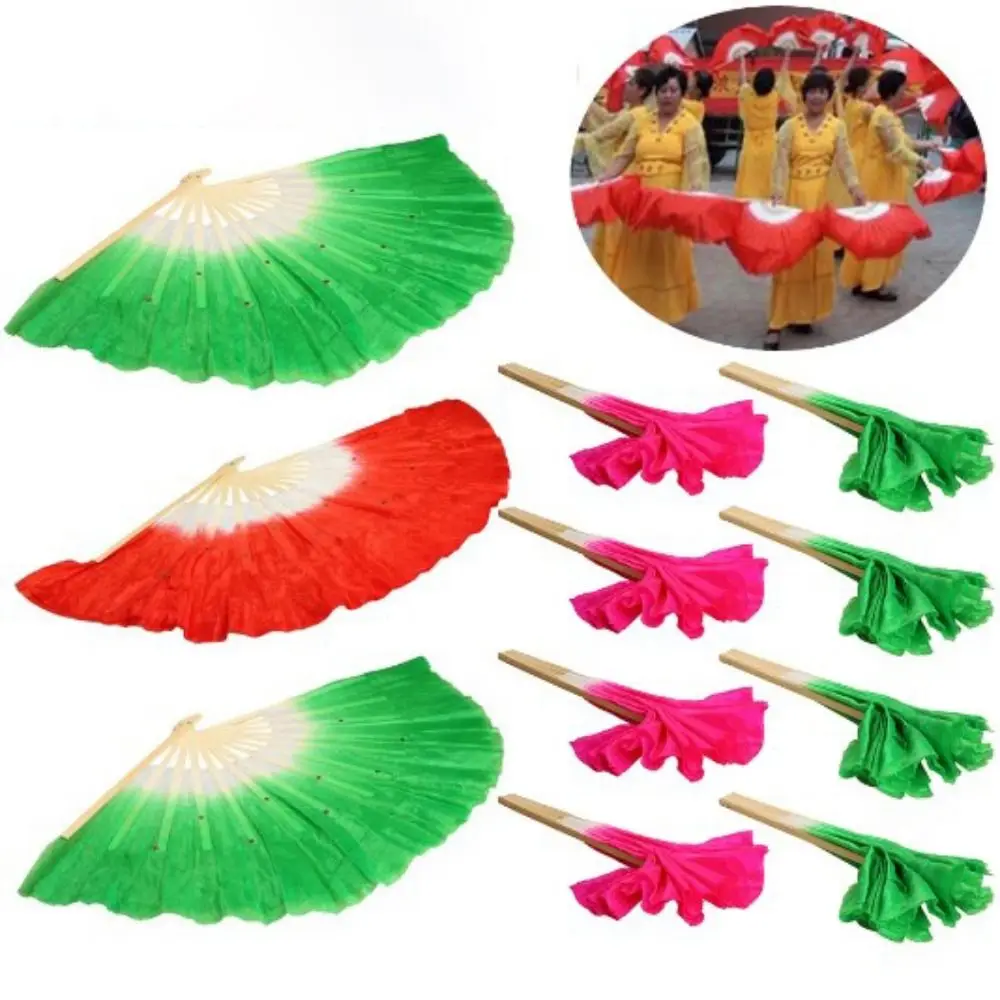 Multicolor Handmade Yangko Dance Fan Chinese Style Classical Silk Veil Fan Half Circle Silk Belly Dance Fans Party Supplies