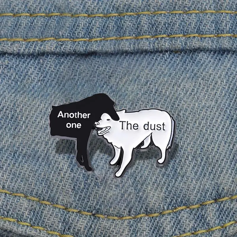 Dogs Bite The Dust Enamel Pins Custom Song Brooches Lapel Badges Cartoon Funny Animal Jewelry Gift for Kids Friends