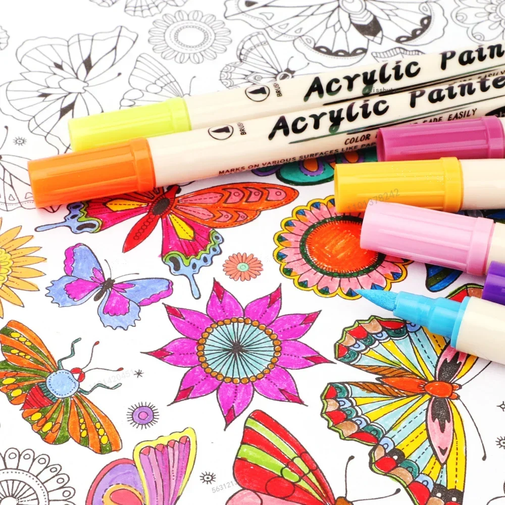12-36 Colors Acrylic Paint Markers Pens Brush Dual Tip,Acrylic Paint Pen Brush Tip and Fine Tip,Art Markers Supplies for Rock image 2