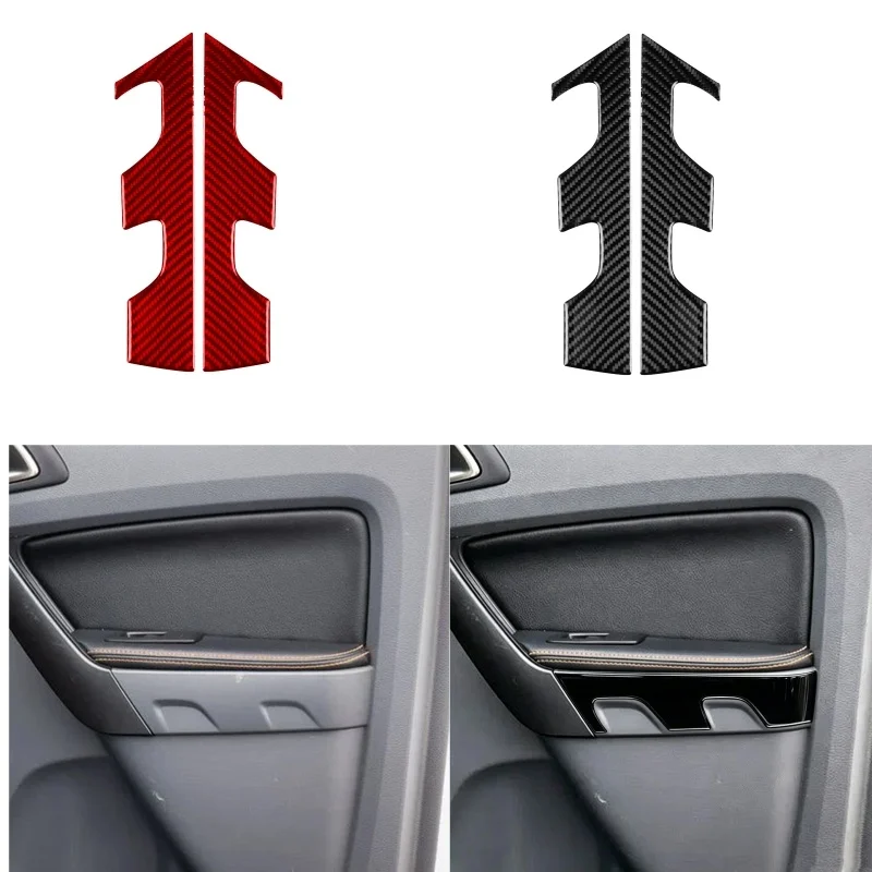 For Ford Ranger Wildtrak 2015-2021 Soft Carbon Fiber Car Rear Door Panel Decorative Frame Sticker Car Interior Accessories