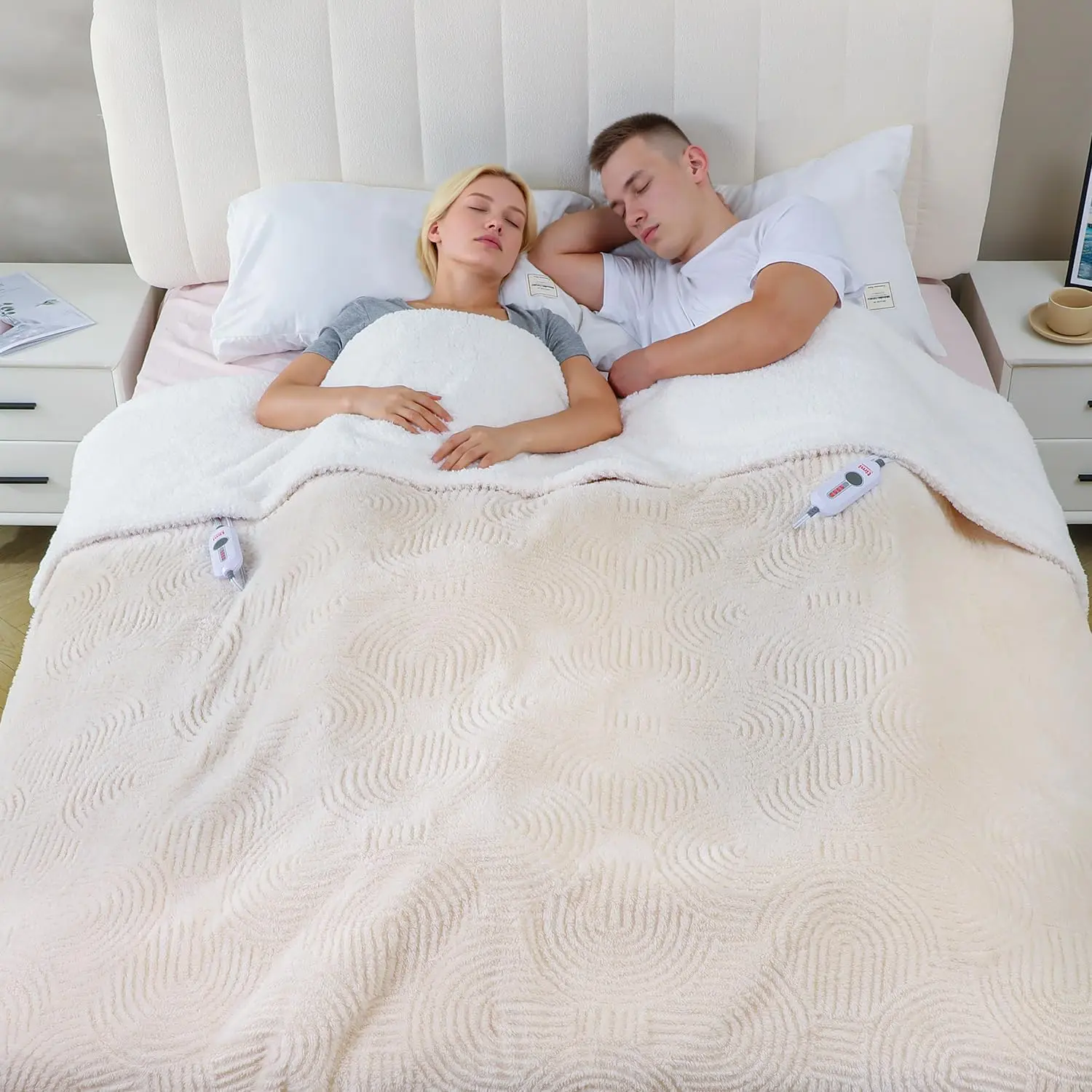 

Queen Size Heated Blanket with 4 Heat Levels, Auto-Off, and Overheating Protection - Cozy Jacquard Fleece for Warm Gifts