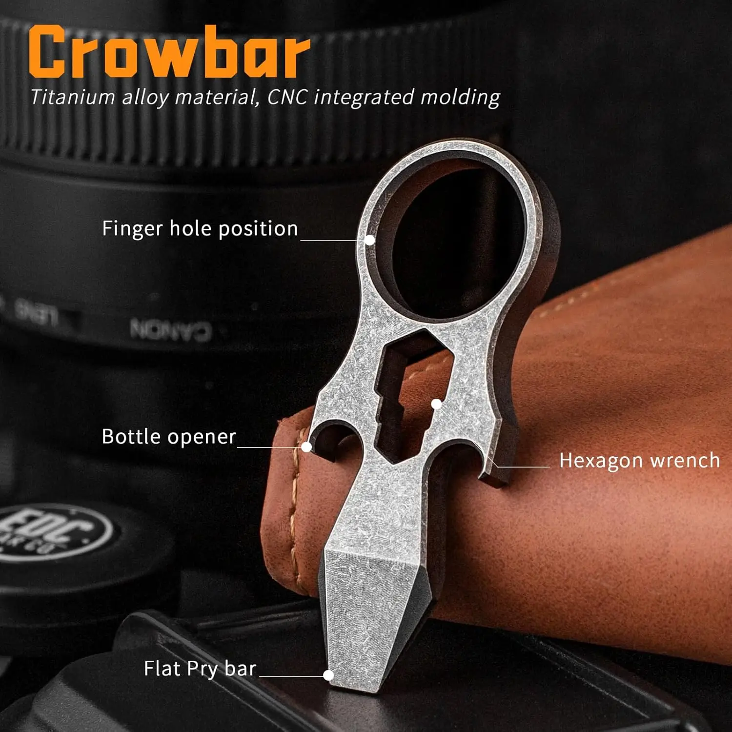 EDC Pry Bar Tool, Mini Titanium Pocket Pry Bar, Small Prybar Keychain Multitool with Bottle Opener EDC Tool