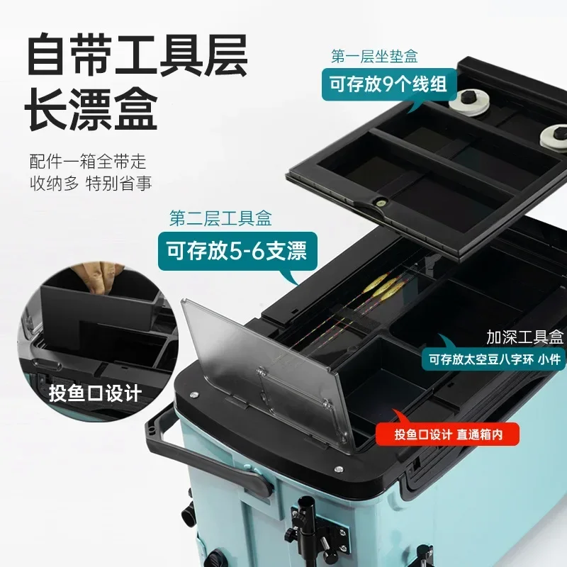 `2025 New Ultra‑Light Multifunctional Fishing Box with Backrest Cushion, Full Accessory Kit for Outdoor Angling Tackle Storage`