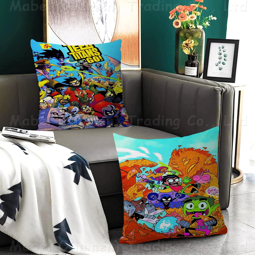 

Cartoon Teen T-Titans Pillowcase Toon Gift Cushion Cover Bedroom Home Sofa Chair Seat Decor Pillow Case