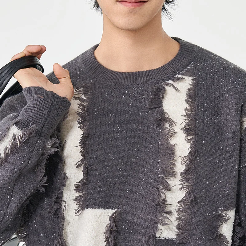 

Men's Outdoor High-quality Windproof Warm Printed Round Neck Pullover Sweater for Wearing Inside Outside,breathable Knitted Top