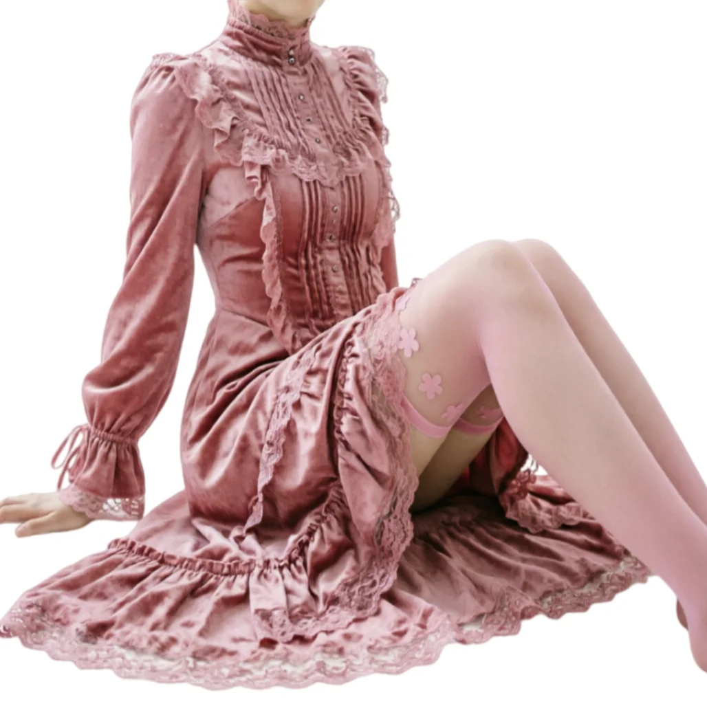 Gothic Thigh Flower Transparent Stockings Pink Over Knee Socks Black White Women's Costumes Medias Elegant Silky Sheer Stocking