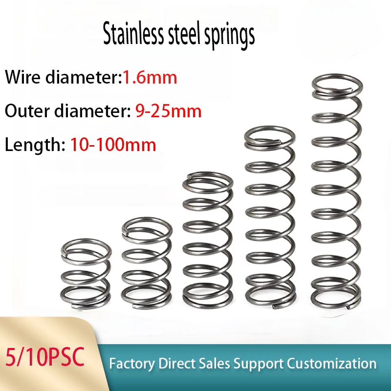Y-shaped compression spring, 65Mn steel, 1.6mm wire diameter, cylindrical coil rebound, suitable for various industries