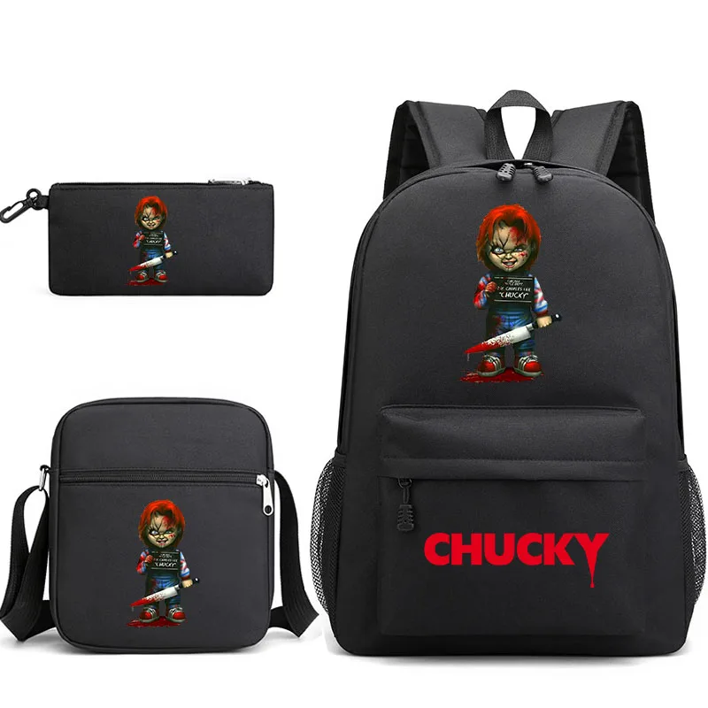 

3pcs Child's Play Chucky Bookbag Kids Backpack Student Boys Girls School bags Shoulder Bag Set Daily Backpacks Mochilas