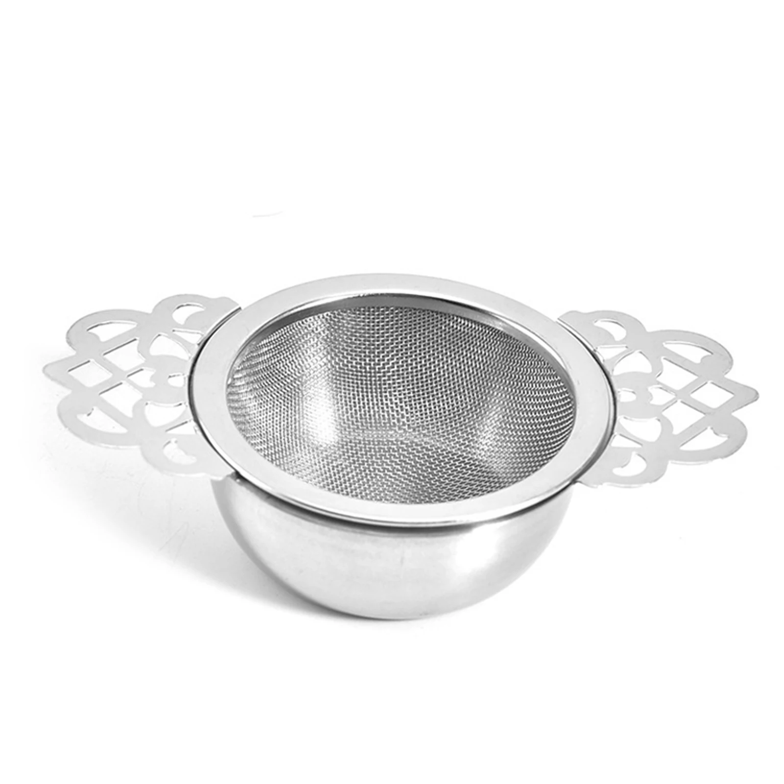 Mesh Loose Leaf Stainless Steel Hanging Tea Strainer Drip Bowl Double Ear Tea Infuser Kitchen Gadget Coffee Herb Spice