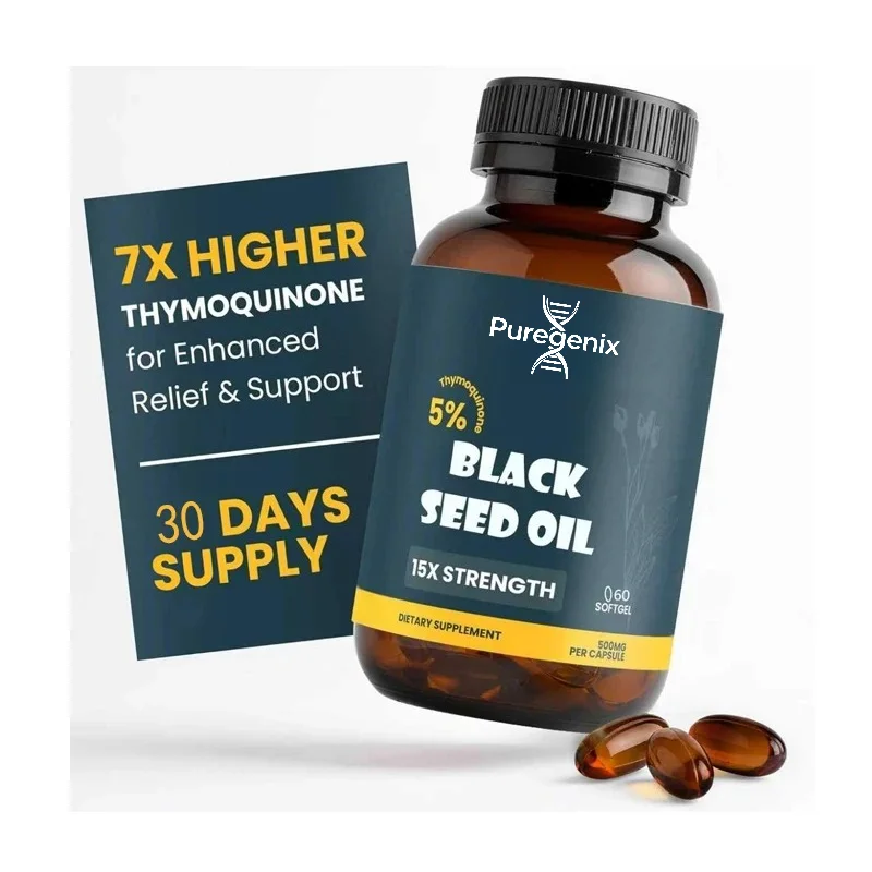 Black Seed Oil Organic Cold Pressed Capsules | 5% Hyaluronic Quinone, Non GMO and Vegetarians, Omega 3 6 9 Health Support