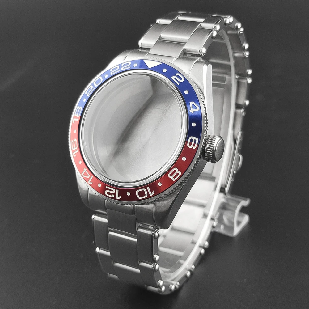 CORGEUT 39mm silver watch case black blue green red silver bezel domed sapphire glass fit NH35 NH36 NH34 ETA2824 PT5000 movement