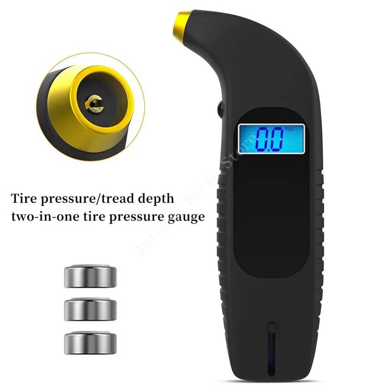

Digital Tire Pressure Gauge with Tread Depth Measurer 2-in-1 LCD Automotive Car Truck Motorcycle PSI BAR