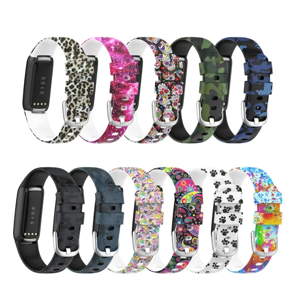 Replacement Strap Color Print Watchband Waterproof Smart Accessories For Fitbit Luxe Silicone Wristband Smart Watch Sweatproof