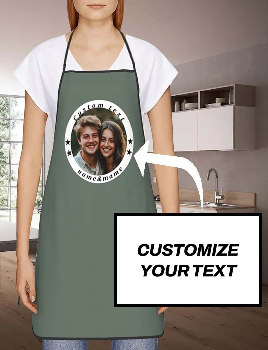 Customized Print Text Men's Kitchen Apron Signature  Kitchen Aprons Home Baking Clothes Merry Christmas