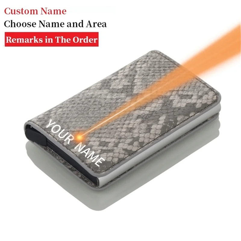 Nome personalizzato porta carte di credito uomo donna Smart Wallet RFID portacarte portafoglio in pelle in fibra di carbonio fermasoldi portamonete