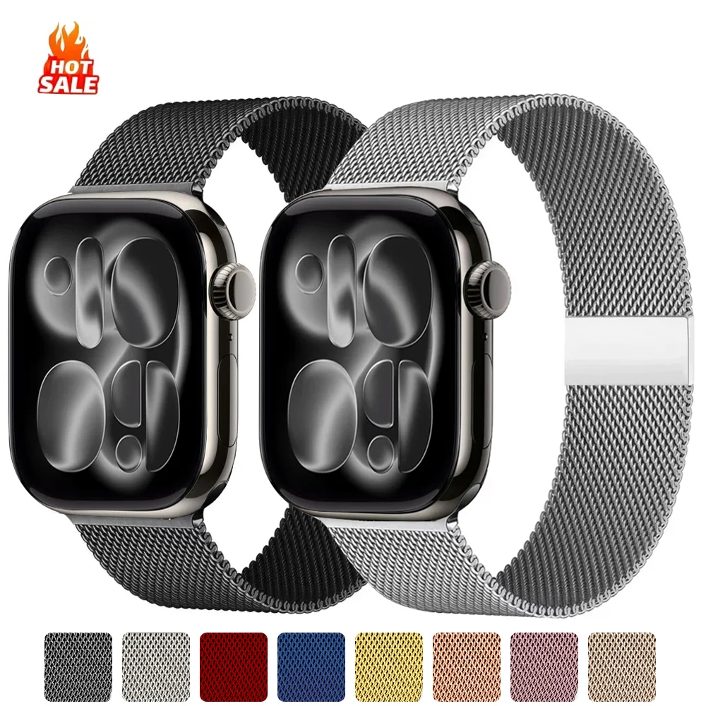 Milanese loop strap For Apple Watch band 11 46mm 44mm 40mm 41mm 42mm 45mm bracelet iwatch series 10 8 7 6 5 4 SE 9 Ultra 3 49mm