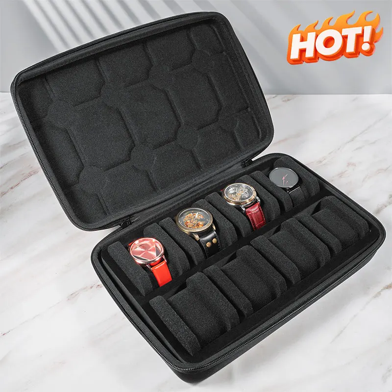 Uhrenbox-Organizer für Herren, Uhren-Reiseetui, tragbare Aufbewahrung, Uhren-Display-Halter für Armbanduhren mit Anti-Bewegungs-Uhrenkissen