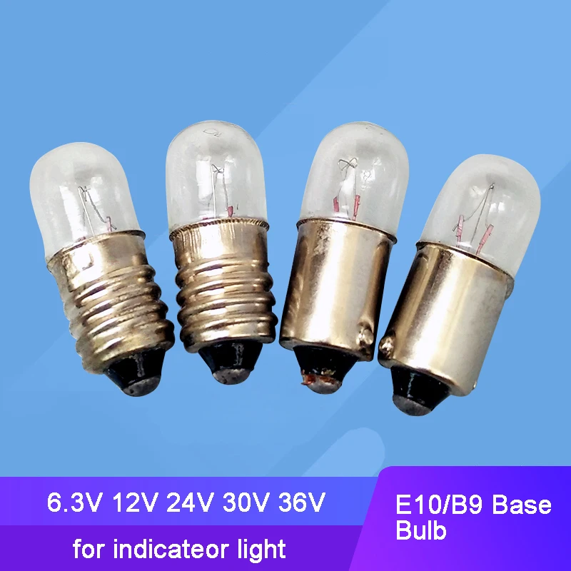 10 sztuk E10 B9 6.3V 12V 24V 30V 36V mała żarówka do urządzenia Indicateor Light